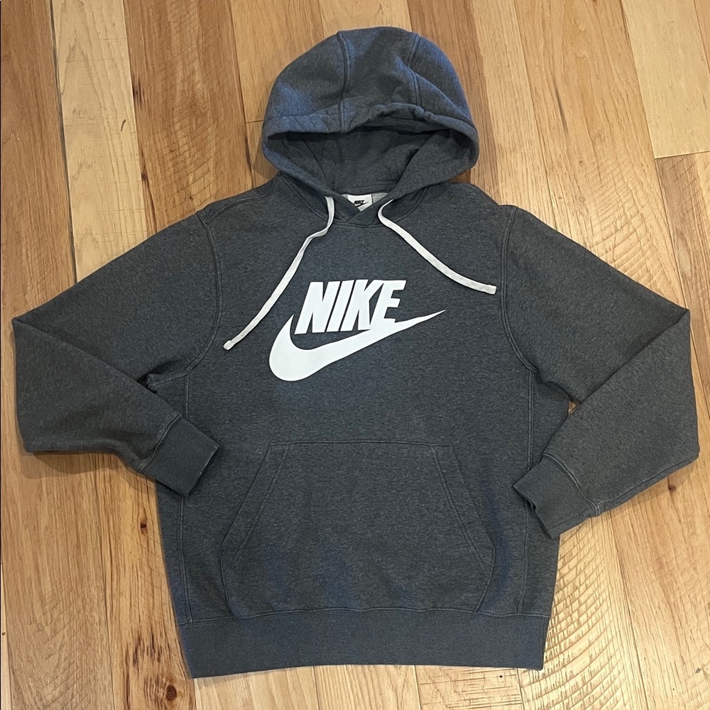 Nike dark gray Hoodie hooded sweatshirt White logo men medium